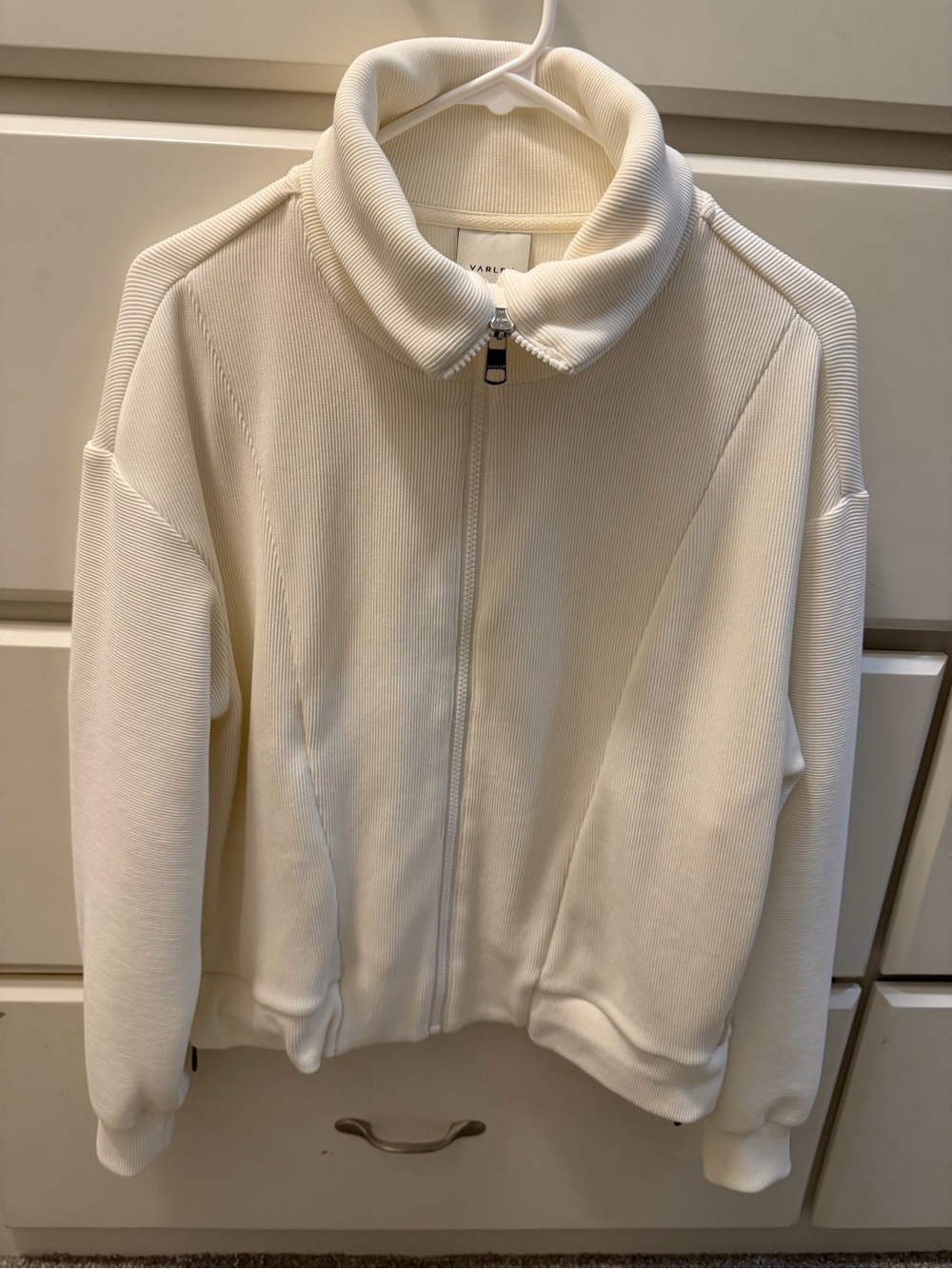 Varley Cream Zip-Up Bomber Jacket